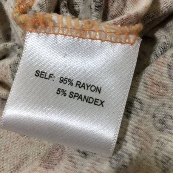 Rose Olive M Peasant Top Boho Ruffled Hem Ivory Rust Brown Stretch Knit Bust36.5 - Picture 11 of 13